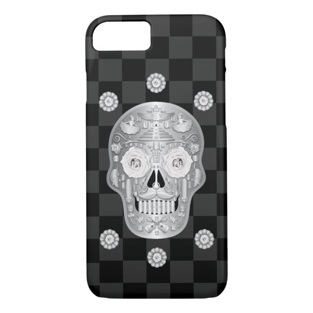 Chrome Calavera (White Rose) Case-Mate iPhone Case (Back)