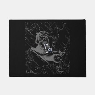 Chrome Capricorn Zodiac Symbol on Hevelius Doormat