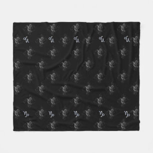Chrome Capricorn Zodiac Symbol on Hevelius Fleece Blanket