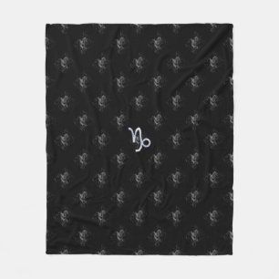 Chrome Capricorn Zodiac Symbol on Hevelius Fleece Blanket