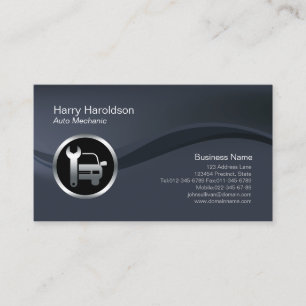 Chrome Car Wrench Icon Auto Mechanic Business Card