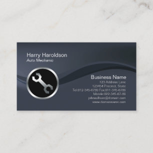 Chrome Car Wrench Icon Auto Mechanic Business Card
