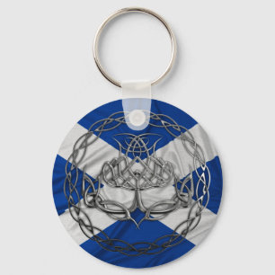 Chrome Celtic Knot Thistle Key Ring