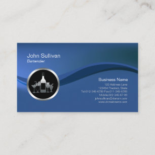 Chrome Cocktail Glasses Bartender Business Card