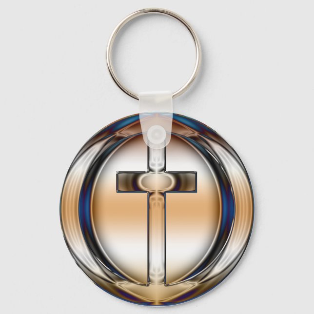 CHROME CROSS KEY RING (Front)