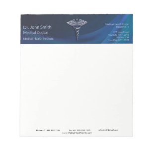 Chrome Dark 3D Medical Holographic Caduceus Notepad