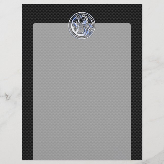 Chrome Dragon Crest black Carbon Fibre Print (Front)