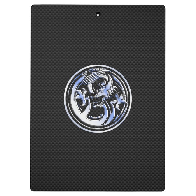 Chrome Dragon Crest black Carbon Fibre Print Clipboard (Back)