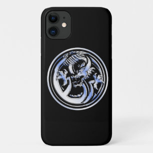 Chrome Dragon Crest on Black Print  iPhone 11 Case