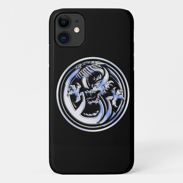 Chrome Dragon Crest on Black Print  Case-Mate iPhone Case (Back)