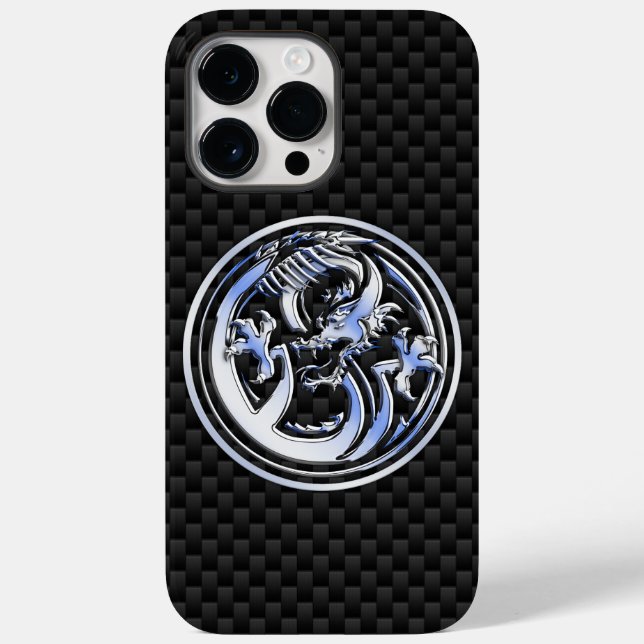 Chrome Dragon Crest on Carbon Fibre Case-Mate iPhone Case (Back)