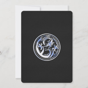 Chrome Dragon Crest on Carbon Fibre Print