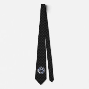 Chrome Dragon Crest on Carbon Fibre Print Tie
