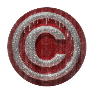 Chrome Drip Glitter Letter C Monogram Cutting Board