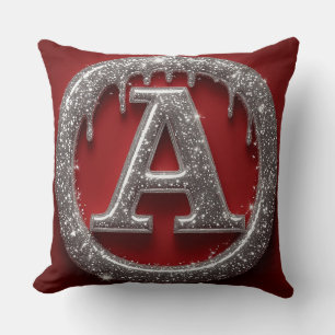 Chrome Drip Letter A Monogram Glitter Icon Cushion