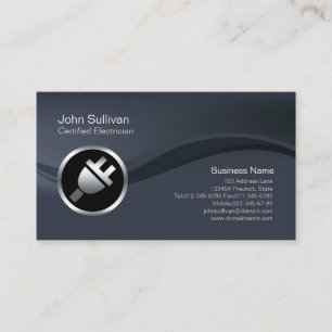 Chrome Electric Plug Icon Electrician BusinessCard Business Card