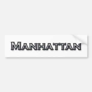 Chrome Finish Manhattan NY Text Logo Bumper Sticker