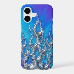 Chrome Flame Phone Case Electric Blue