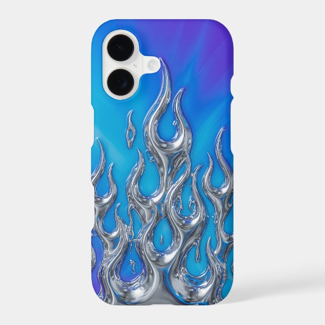 Chrome Flame Phone Case | Electric Blue (Back)