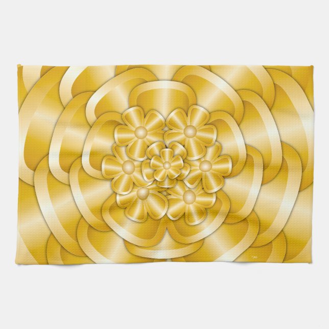 Chrome Flowers - Gold Kitchen Towel (Horizontal)