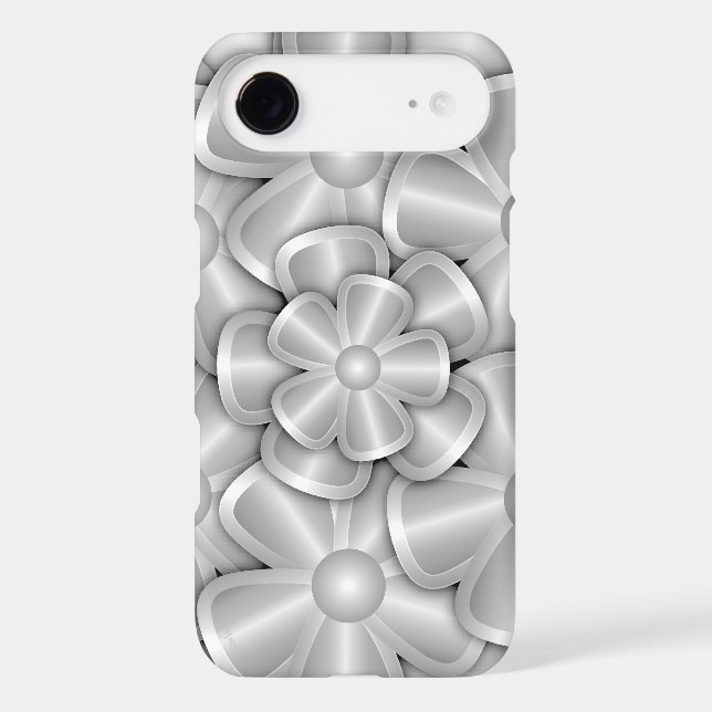 Chrome Flowers - Silver Case-Mate iPhone Case (Back)
