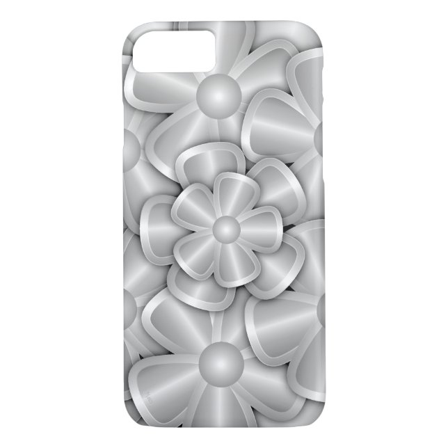 Chrome Flowers - Silver Case-Mate iPhone Case (Back)