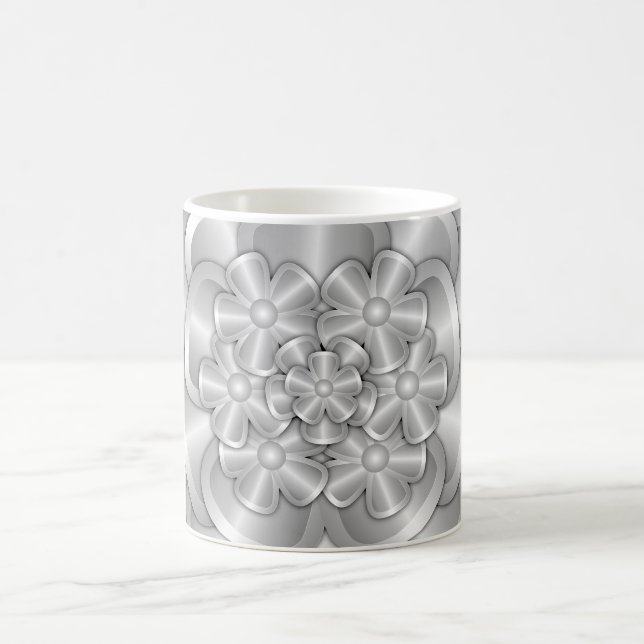Chrome Flowers - Silver Coffee Mug (Center)