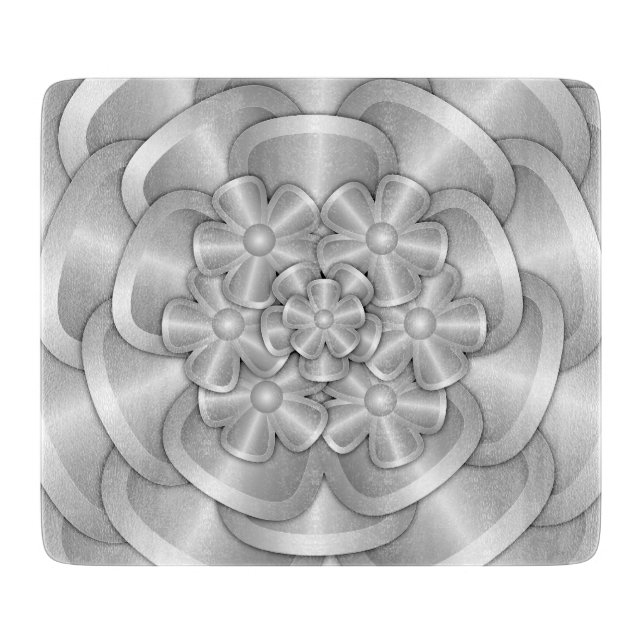 Chrome Flowers - Silver Cutting Board (Front)