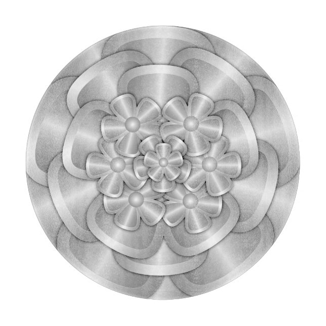 Chrome Flowers - Silver Cutting Board (Front)