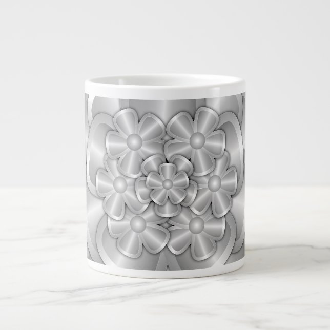 Chrome Flowers - Silver Giant Coffee Mug (Front)