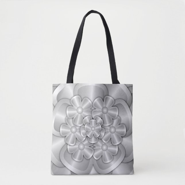 Chrome Flowers - Silver Tote Bag (Front)