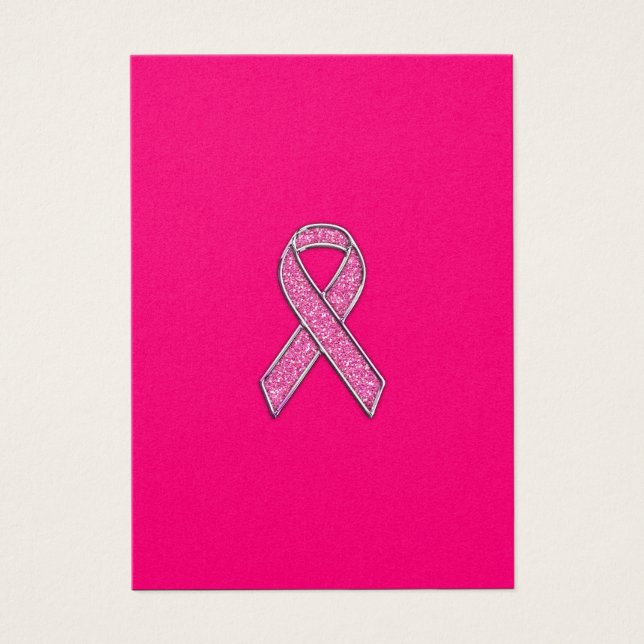 Chrome Glitter Style Pink Ribbon Awareness (Front)