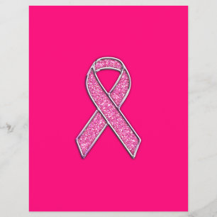 Chrome Glitter Style Pink Ribbon Awareness Flyer