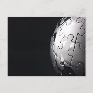 Chrome globe with black background postcard