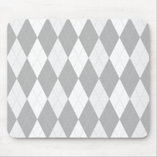 Chrome Grey  Argyle light grey Small Diamond Shape Mouse Mat