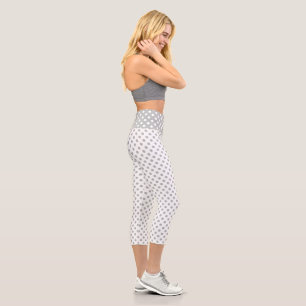 Chrome Grey Polka Dots Circles Capri Leggings