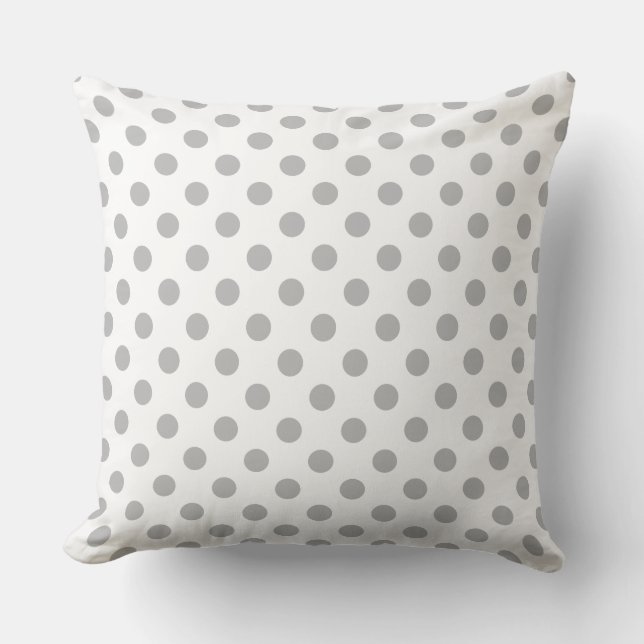 Chrome Grey Polka Dots Circles Cushion (Front)