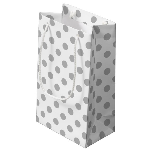Chrome Grey Polka Dots Circles Small Gift Bag (Back Angled)