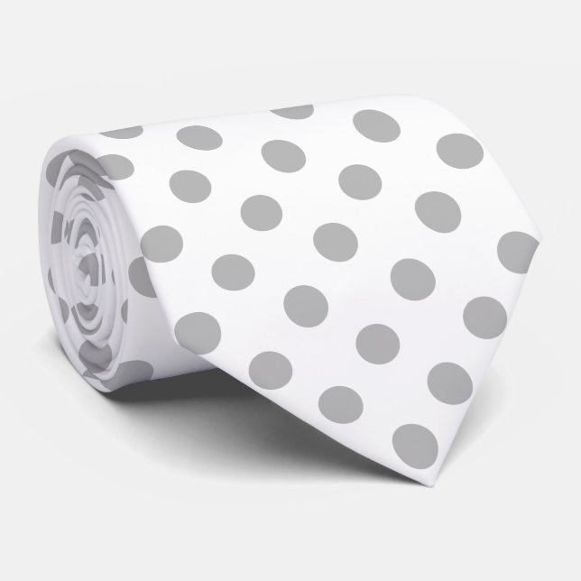 Chrome Grey Polka Dots Circles Tie (Rolled)