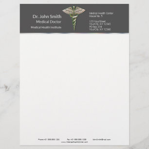 Chrome Holographic 3D Medical Caduceus Custom Letterhead