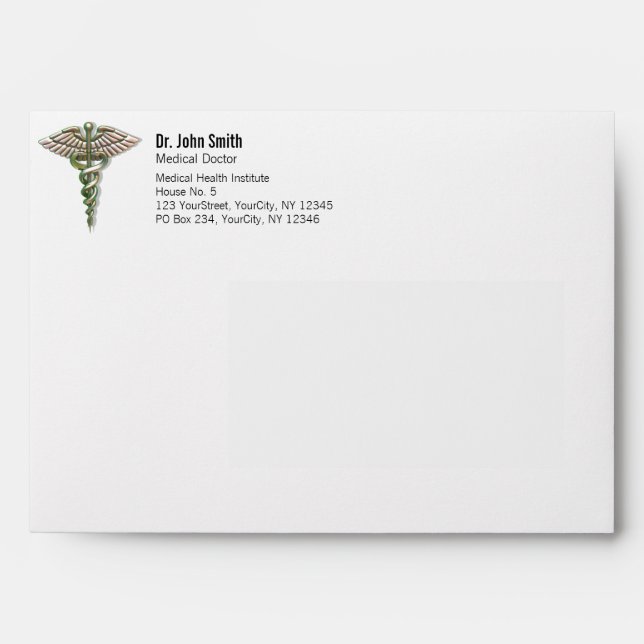 Chrome Holographic 3D Medical Caduceus Envelope (Front)