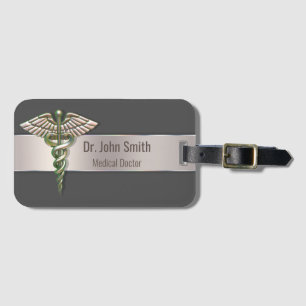 Chrome Holographic 3D Medical Caduceus Luggage Tag