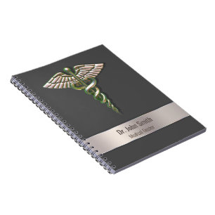 Chrome Holographic 3D Medical Caduceus Notebook