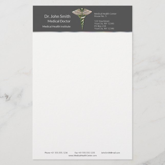 Chrome Holographic 3D Medical Caduceus Stationery (Front)