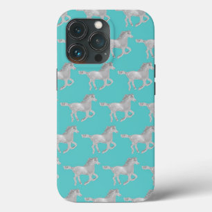Chrome Horse Aqua Background iPhone 13 Pro Case