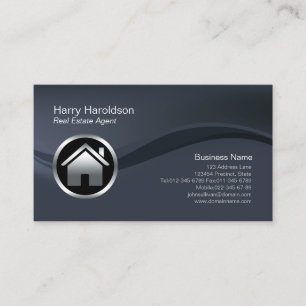 Chrome House Icon Real Estate Agent Business Card
