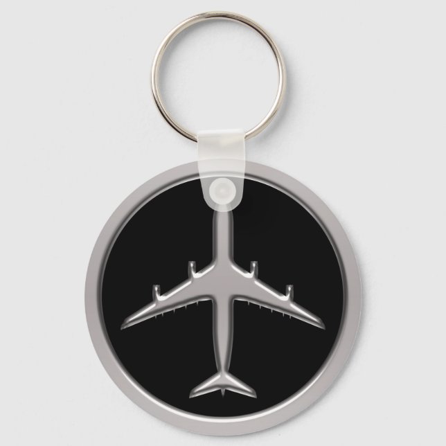 Chrome Jet Aeroplane Key Ring (Front)