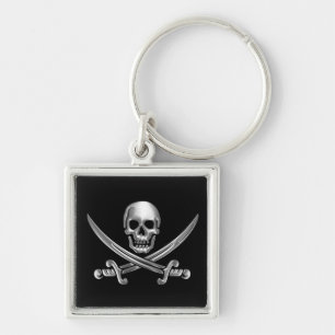 Chrome Jolly Roger Key Ring