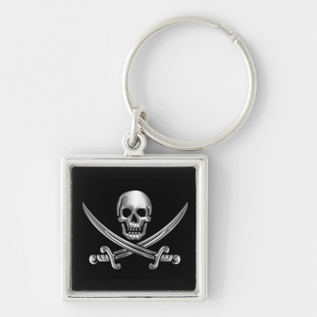 Chrome Jolly Roger Key Ring (Front)