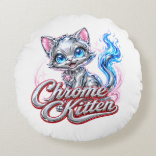 CHROME KITTEN  cotton throw cussion Round Cushion